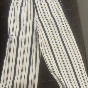For The Republic White and Navy Striped Pants